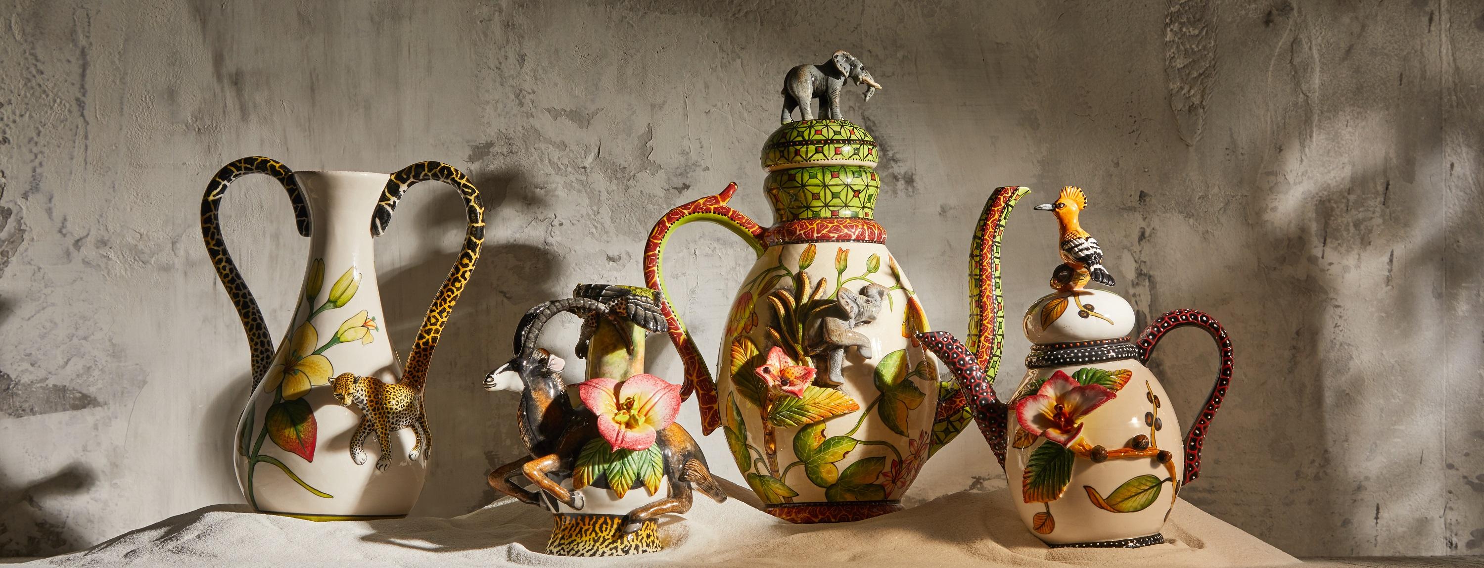 Contemporary Sculpted Ceramic Bird Teapot For Sale