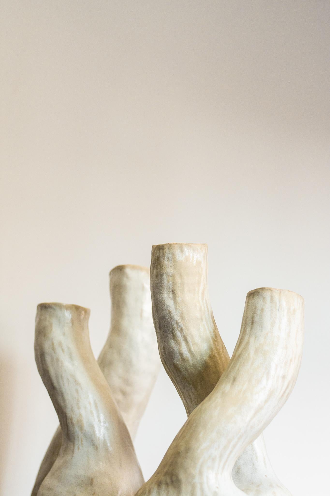 Fired  sculpted ceramic vase ALBA N.4 - pearl version  For Sale