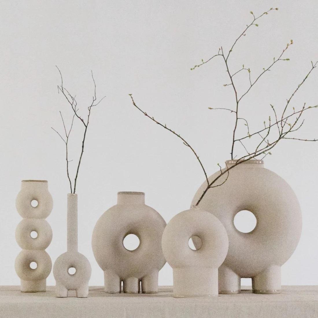 Organic Modern Sculpted Ceramic Vase by Faina For Sale