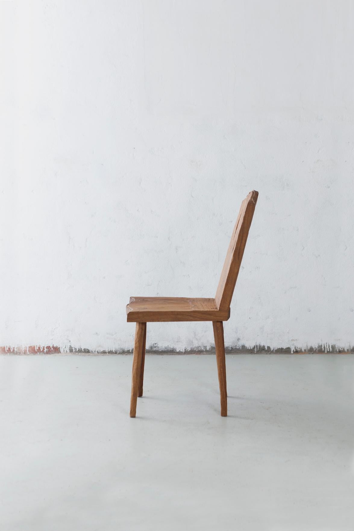Brutalist Sculpted Chair N1 in Solid Oak Wood For Sale