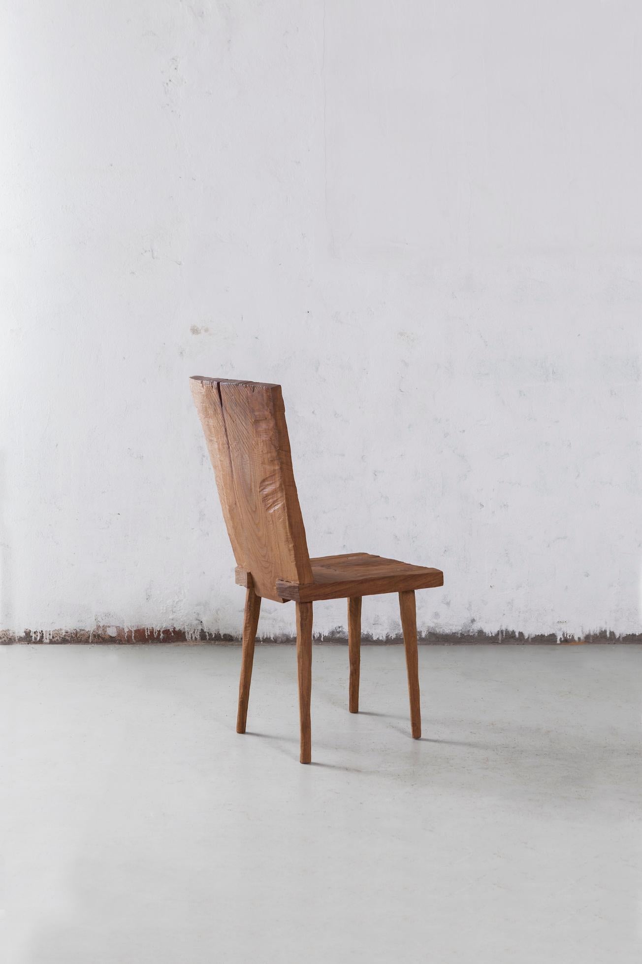 Brutalist Sculpted Chair N2 in Solid Oak Wood For Sale