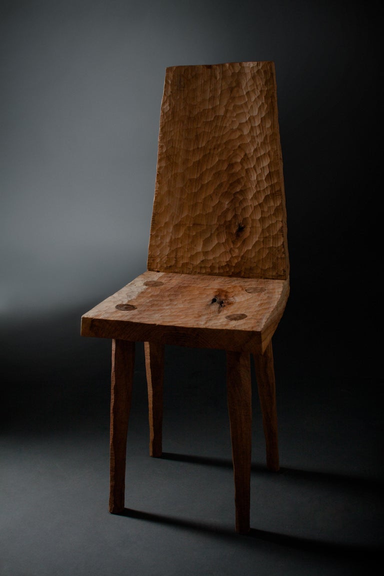 Chair made of solid oak (+ linseed oil)
(Outdoor use OK)

Seat Height: 45cm

Warm furniture’s made by Russian designer Denis Milovanov from 