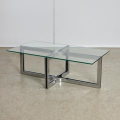 Sculpted Chrome Base Coffee Table with Glass Top