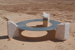 Sculpted Coffee Table in Marble and Polished Brass by Desia Ava