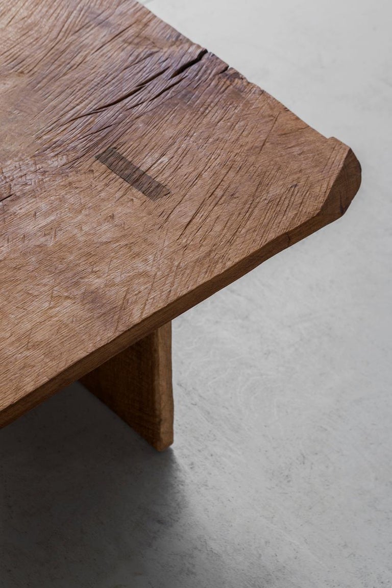 Brutalist Sculpted Coffee Table in Solid Oakwood For Sale