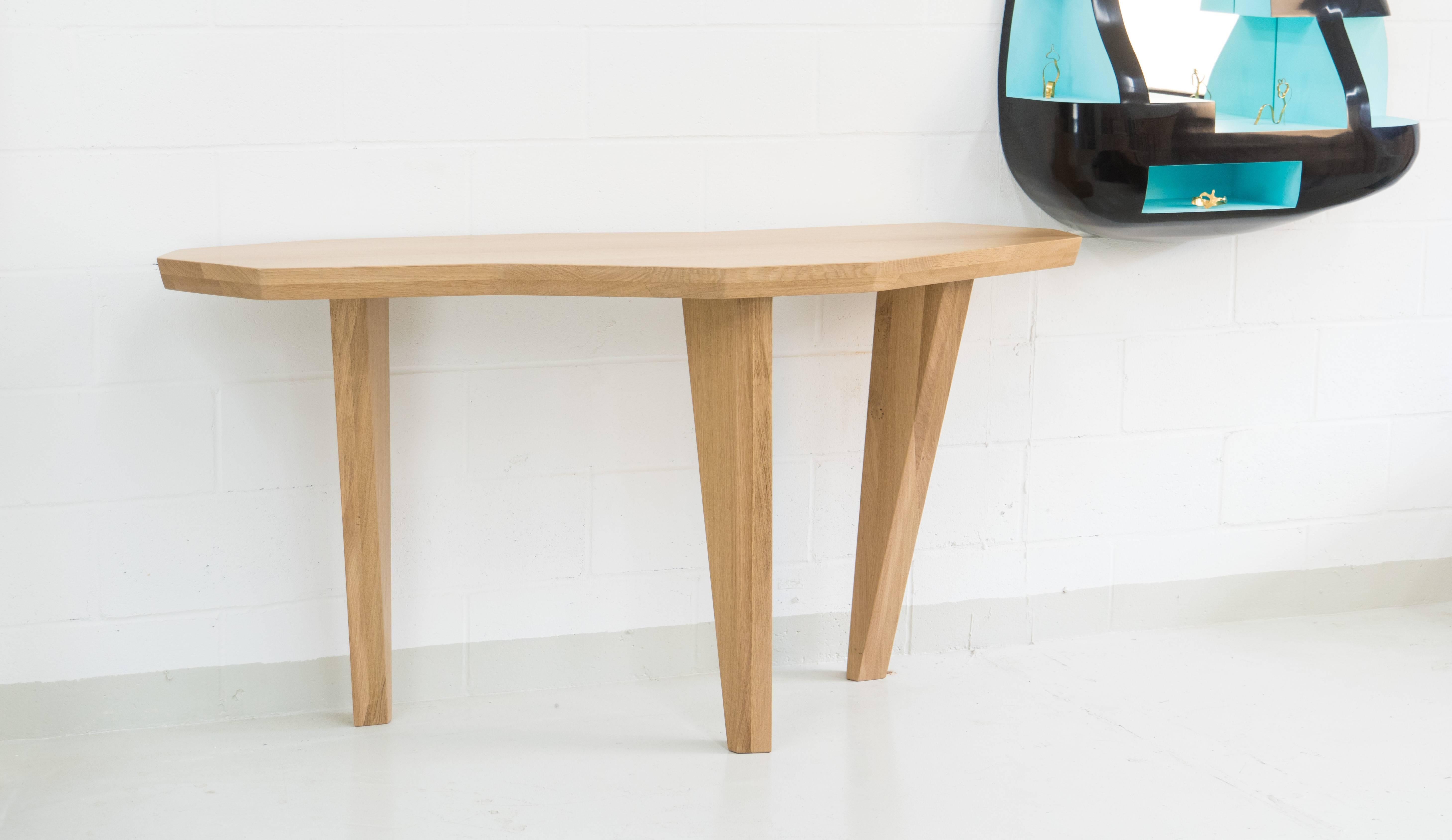 Sculpted Console Table in Oak by Jacques Jarrige 