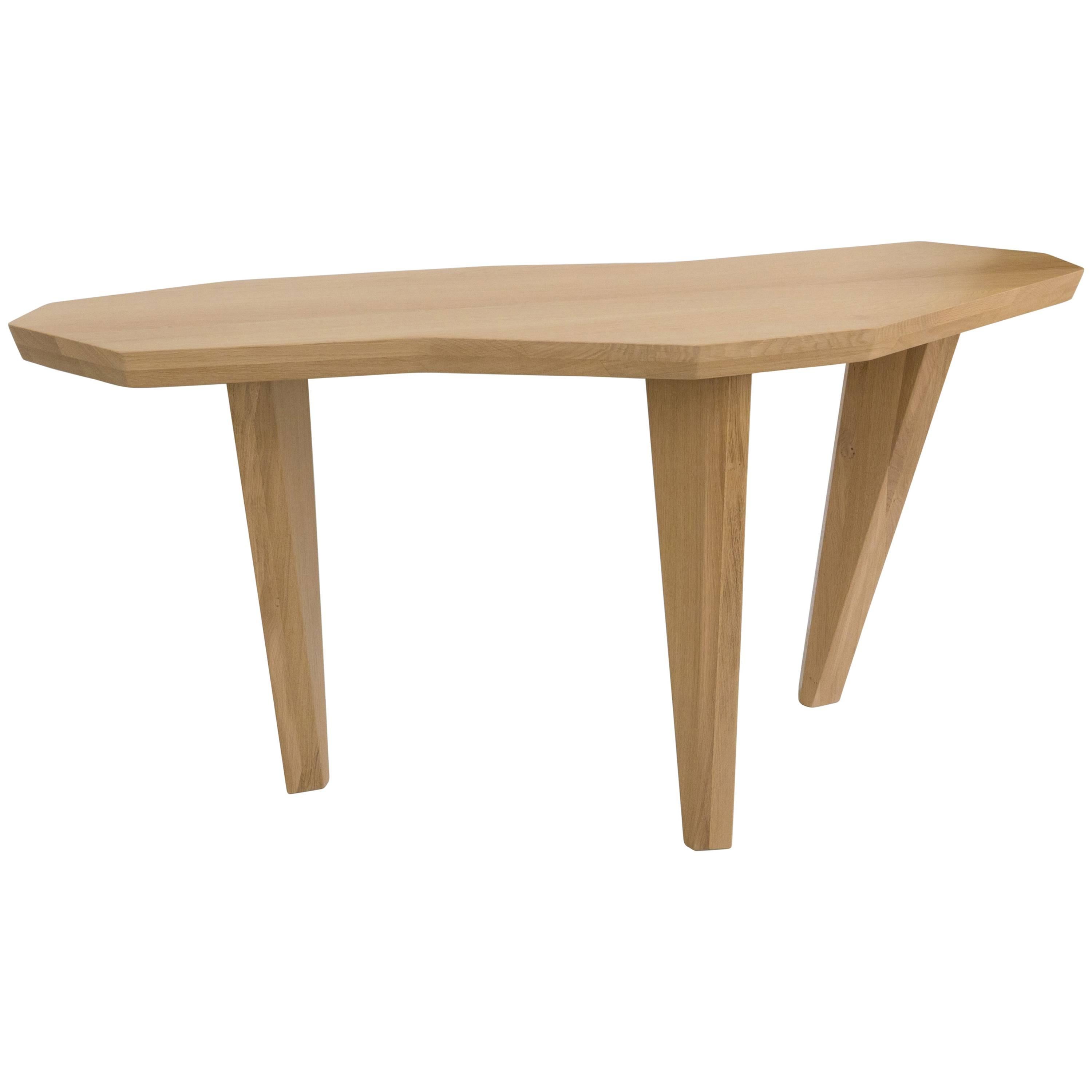 Tavolo consolle scolpito in Oak di Jacques Jarrige "Nazca