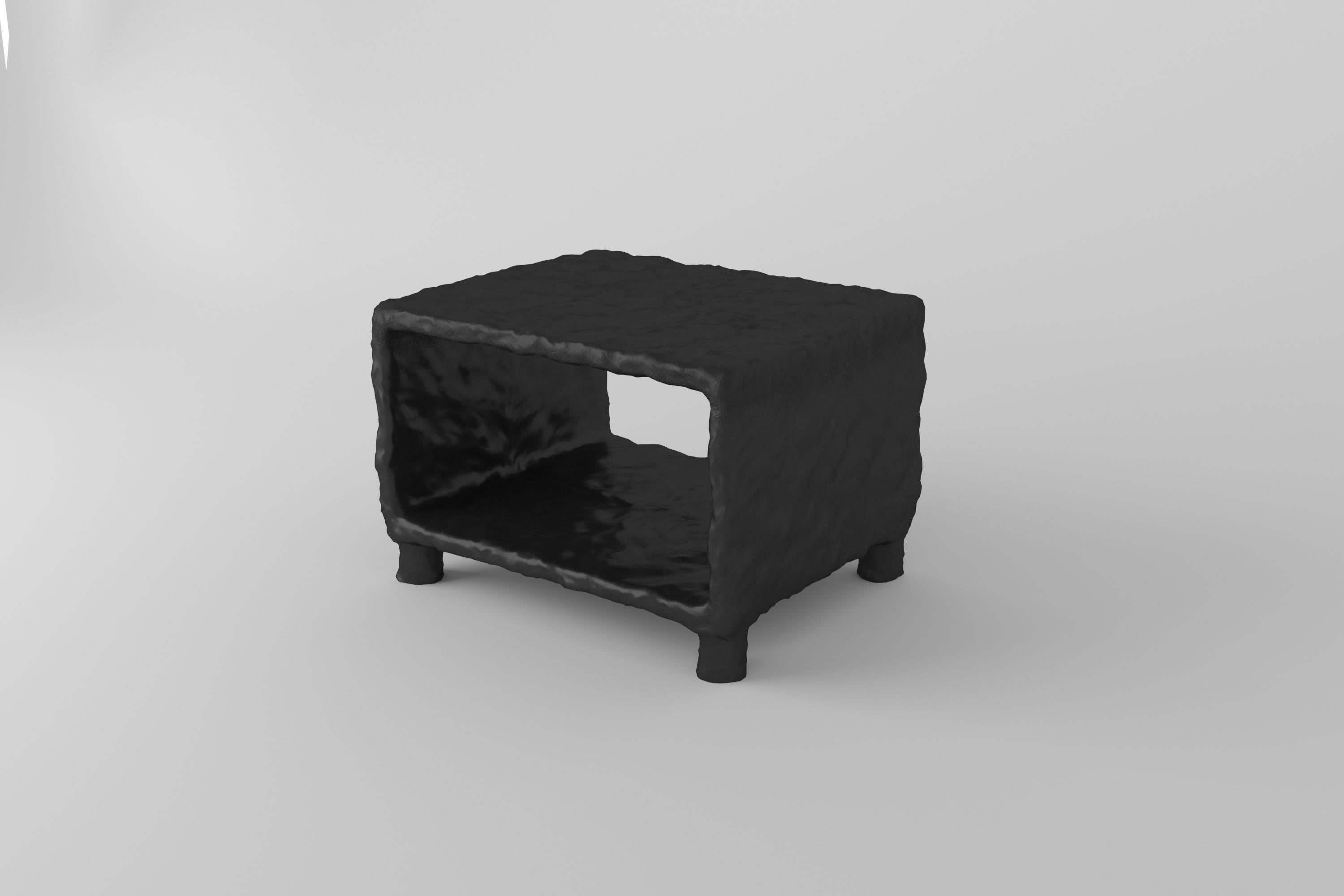 Sculpted Contemporary Night Stand by FAINA
Design: Victoriya Yakusha
Material: steel, flax rubber, biopolymer, cellulose
Dimensions and weight
Length 50 x height 35 x width 40 cm.
Weight: 20 kilos.

Other side tables from the same collection could