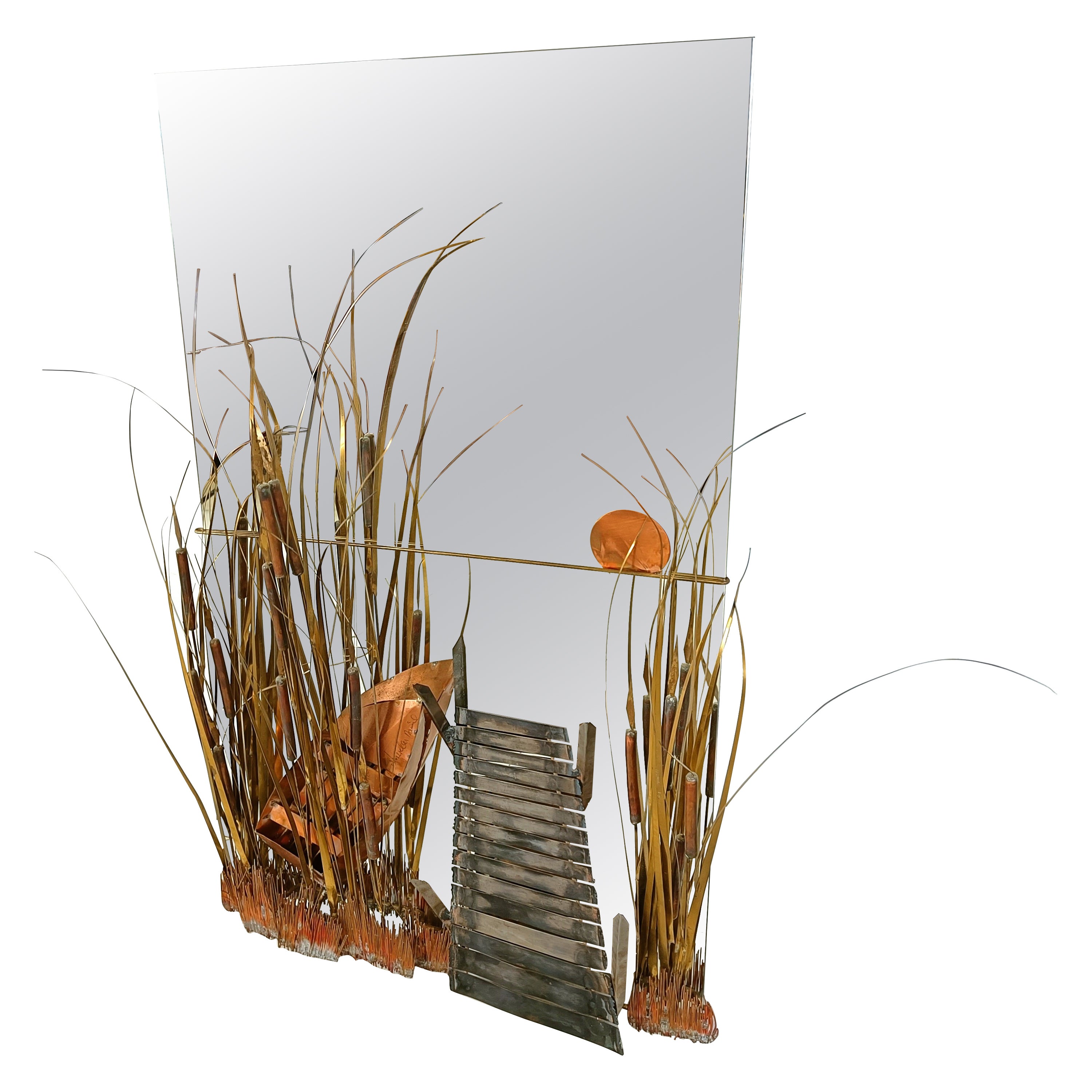 Sculpted copper mirror by Daniel D'haeseleer, 1970s
