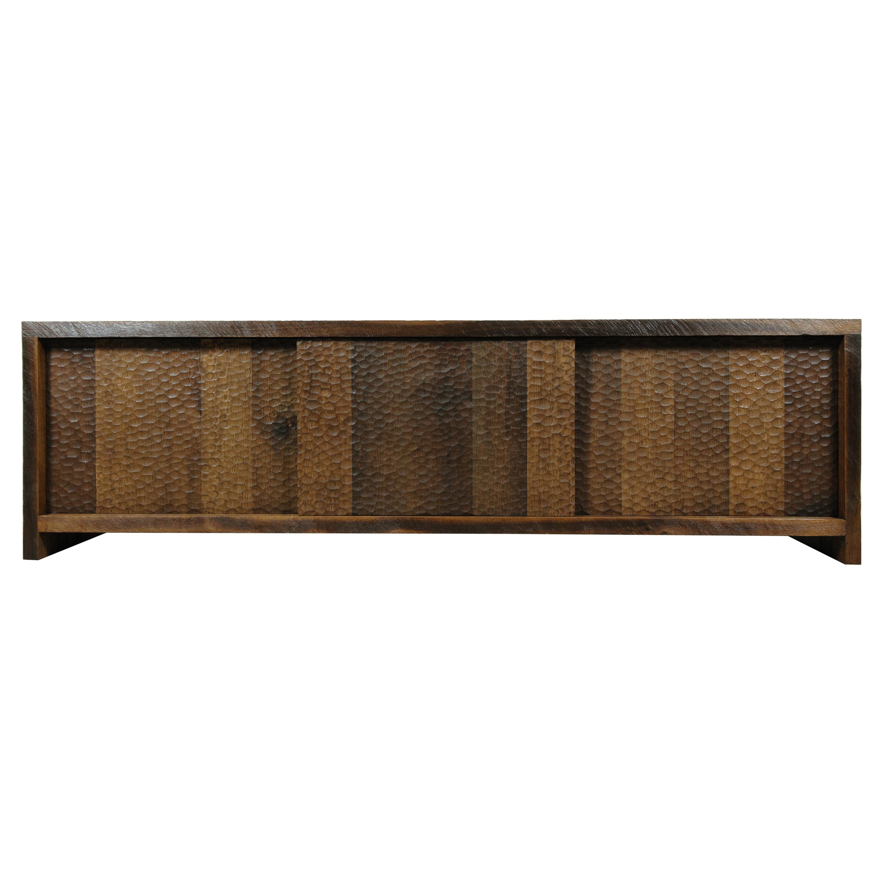 Sculpted Credenza 'Hammered' in Solid Oakwood 'Custom Size'