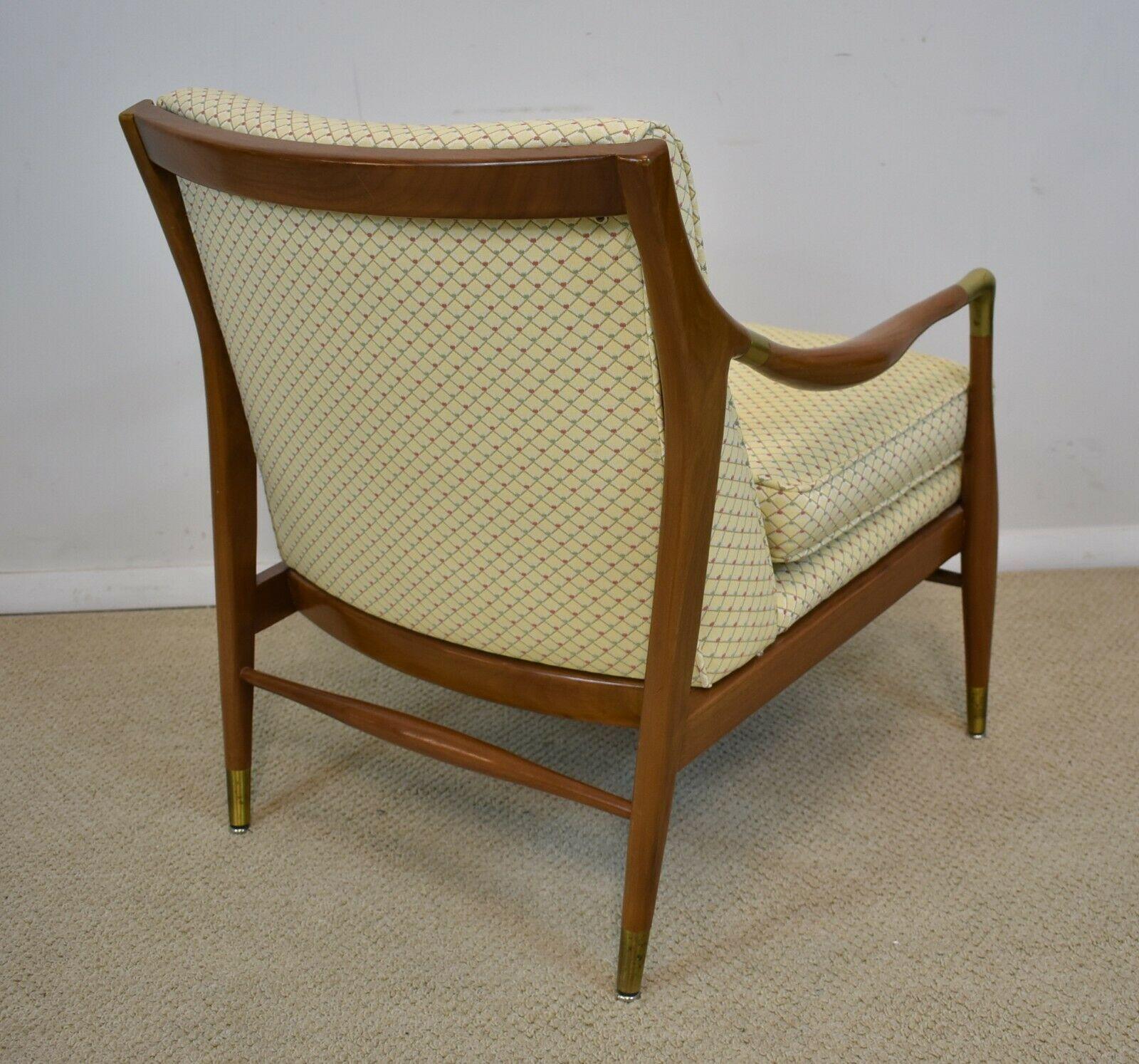 20th Century Sculpted Danish Brass Accented Lounge Chair Attributed To IB Kofod-Larsen, 1960s