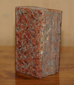 SCULPTED DEEP RED ANTIQUE LIBRARY BOOK CARVED FROM ROCK PART OF A LARGE SUiTE