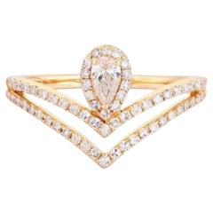 Bague solitaire en or jaune 14K à diamant sculpté