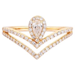 Sculpted Diamond 14K (or 18k upon request) Yellow Gold Solitaire Ring