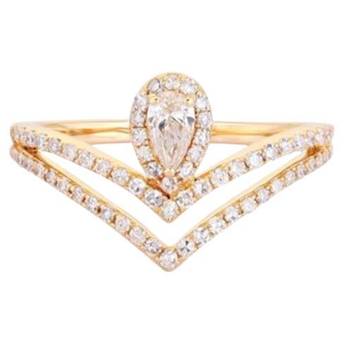 Bague solitaire en or jaune 14K à diamant sculpté