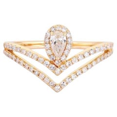 Bague solitaire en or jaune 14K à diamant sculpté