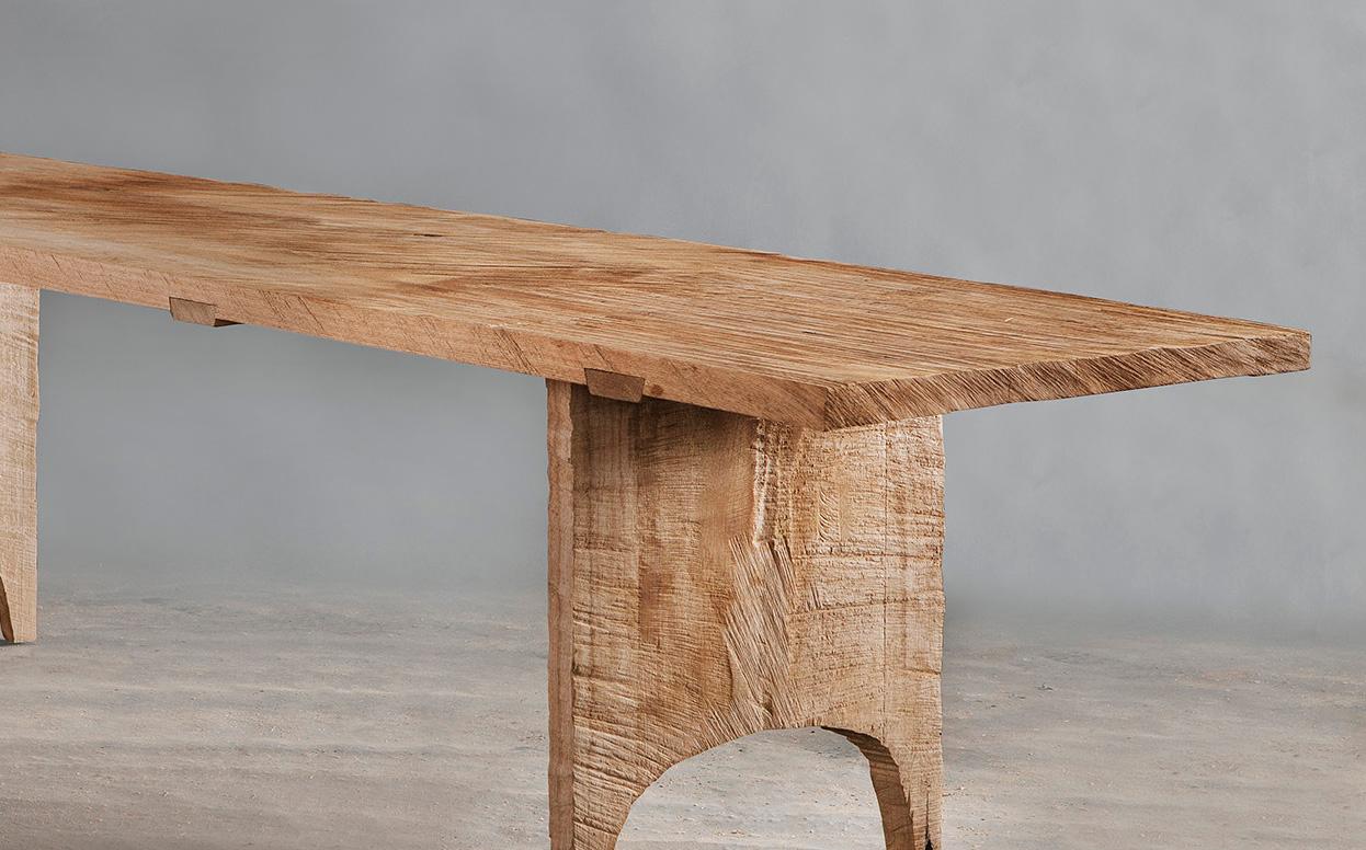 Armenian Sculpted Dining Table in Solid Oakwood, Custom Size: 11'L x 44