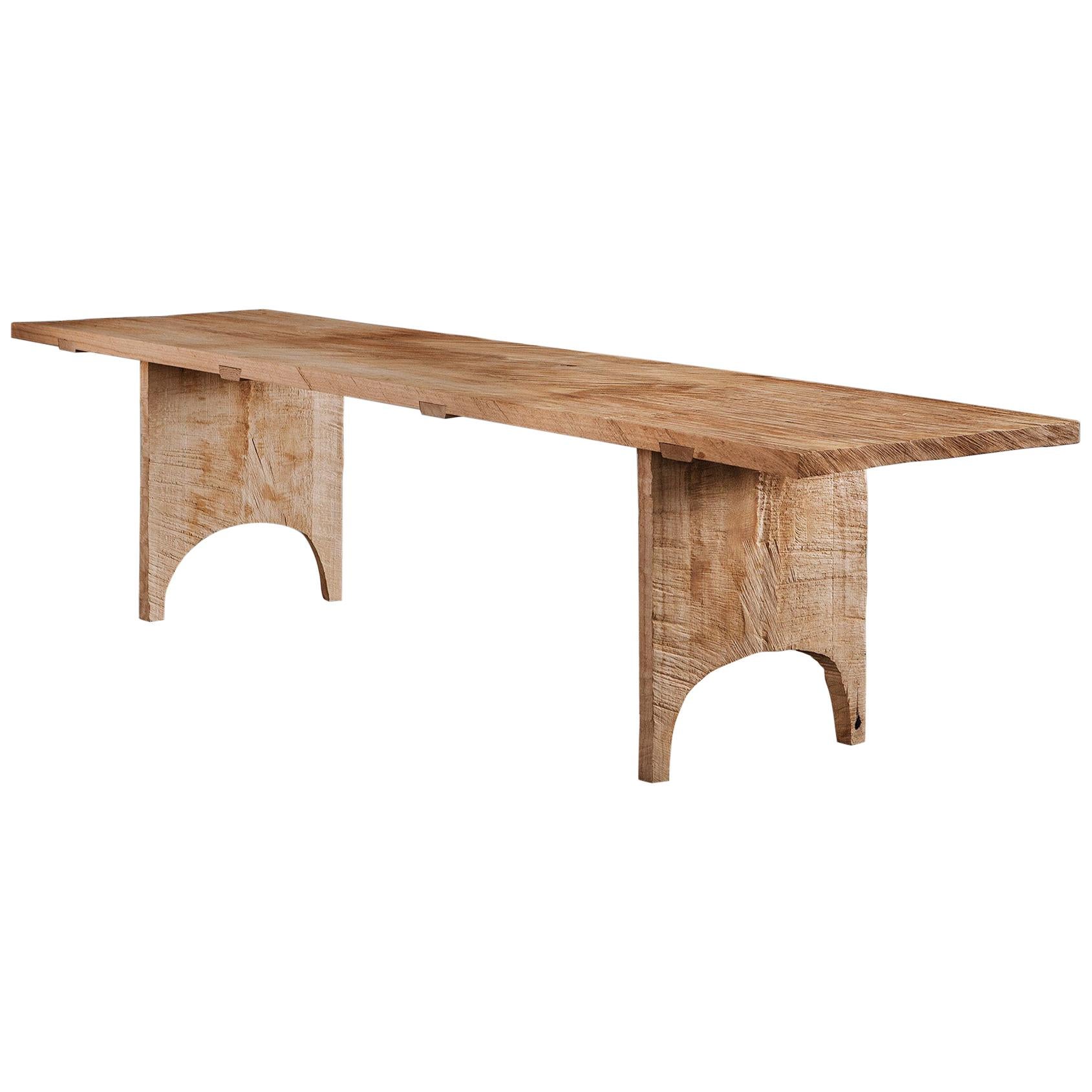 Sculpted Dining Table in Solid Oakwood, Custom Size: 11'L x 44"D x 30"H For Sale