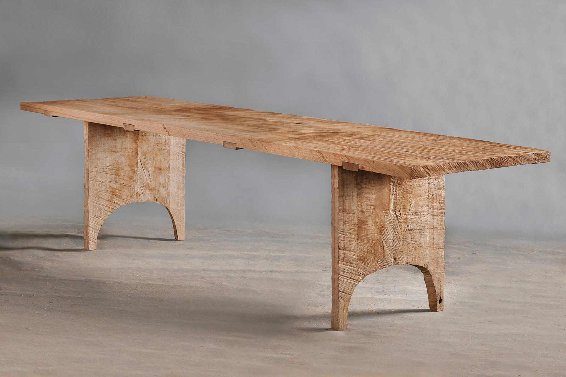 Dining table of solid oak (+ linseed oil)
(Outdoor use OK)


Warm furniture’s made by Russian designer Denis Milovanov from 