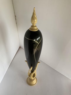Vase creux sculpté en ébène, argent et érable #23 de Don Comer LACMA