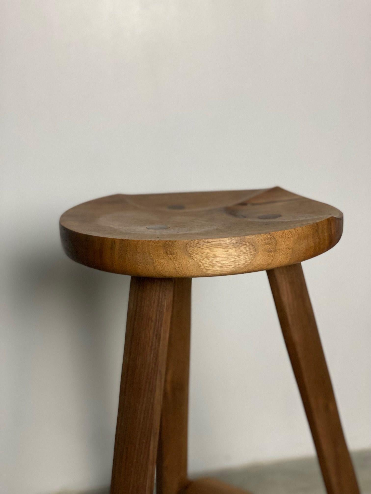 Contemporary Sculpted Figured Walnut Counter Stool by Michael Rozell, USA 2021 For Sale
