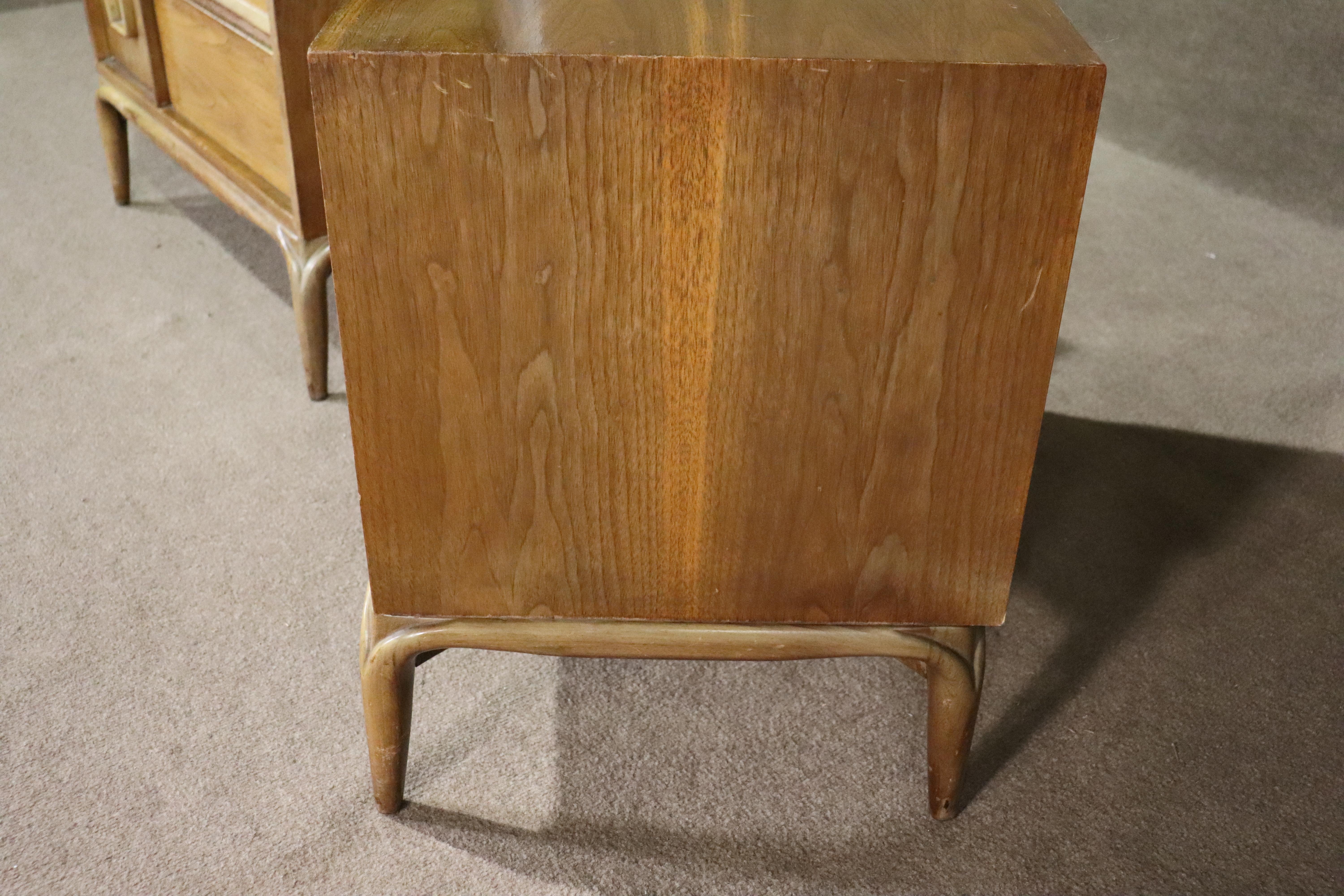 Walnut Sculpted Front Nightstands For Sale