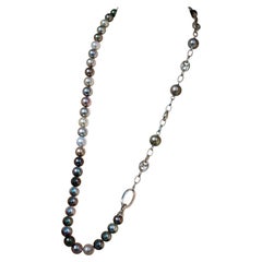 【Sculpted Geometry】 PSL Ocean Current Tahitian Pearl Convertible Necklace