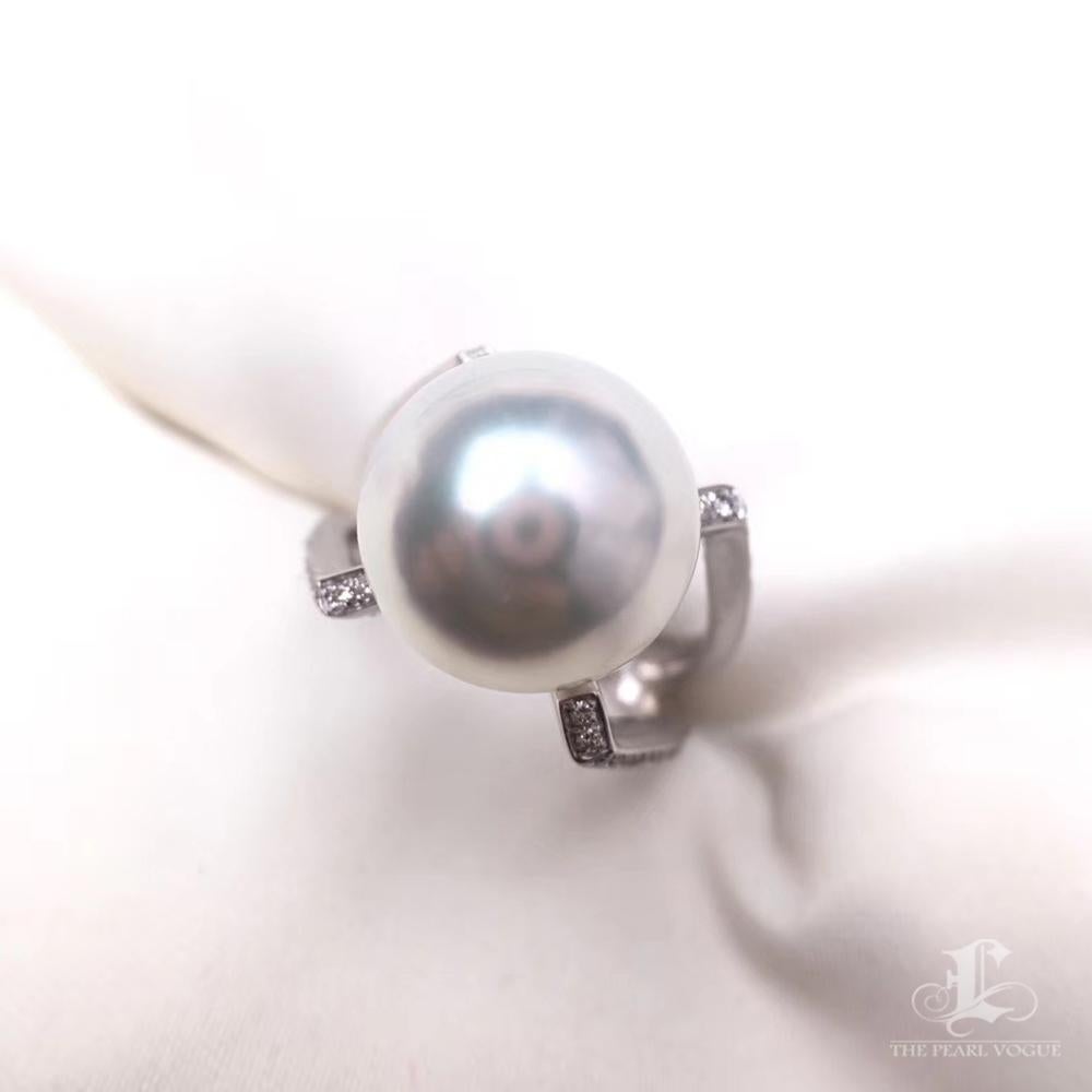 【Sculptée Géométrie】Architecturale Perle des mers du Sud et diamant Ensemble 3 pièces en vente 8