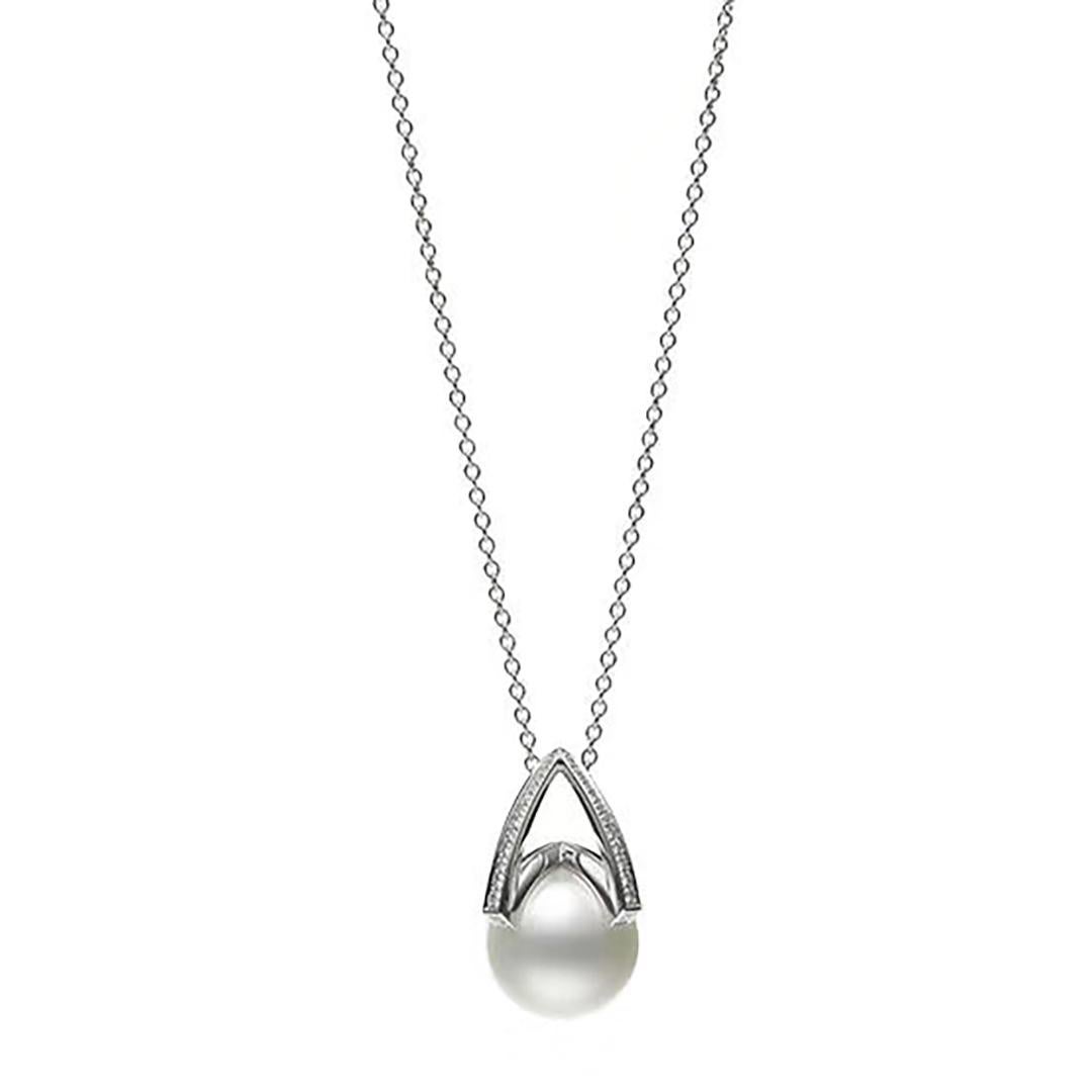 【Geometria scolpita】Ciondolo architettonico con perle dei mari del sud e diamanti in vendita 1