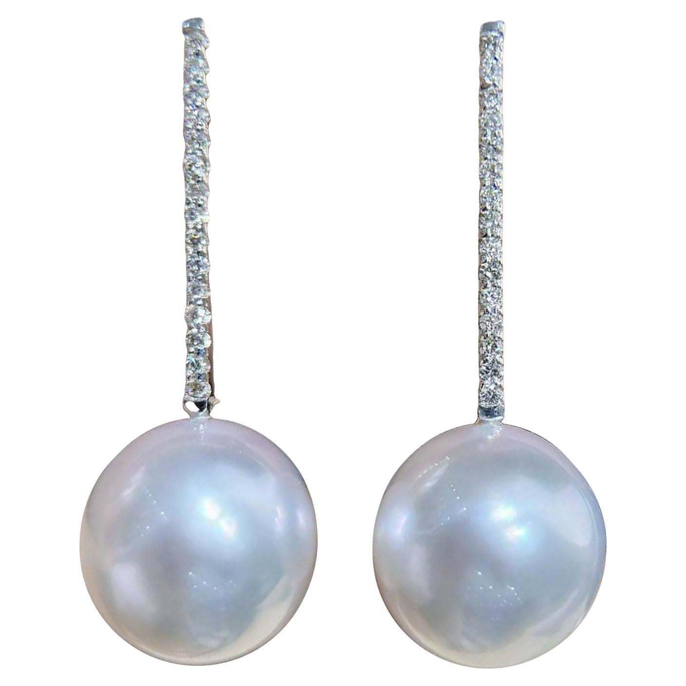 【Geometria scolpita】 Orecchini con perle dei mari del sud e diamanti della linea Aurora da 11-12 mm