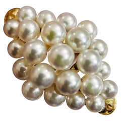 【Geometria scolpita】Aurora Cluster Akoya Pearl Anello in oro 18K