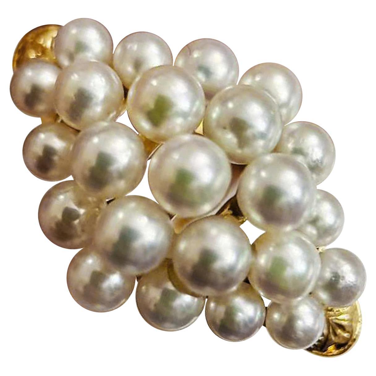 【Sculptured Geometry】Aurora Cluster Akoya Pearl 18K Gold Ring
