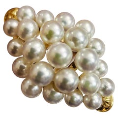 【Sculptured Geometry】Aurora Cluster Akoya Pearl 18K Gold Ring