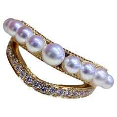 Anello con perle e diamanti Aurora Duet Baby Akoya