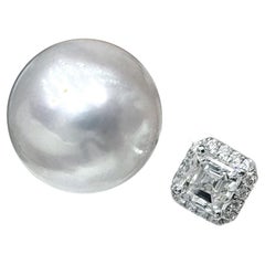 【Sculpted Geometry】Celestial Core South Sea Pearl 
GIA Diamond Halo Ring