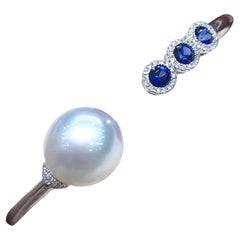 【Sculpted Geometry】Celestial Line South Sea Pearl Sapphire Diamond Bracelet