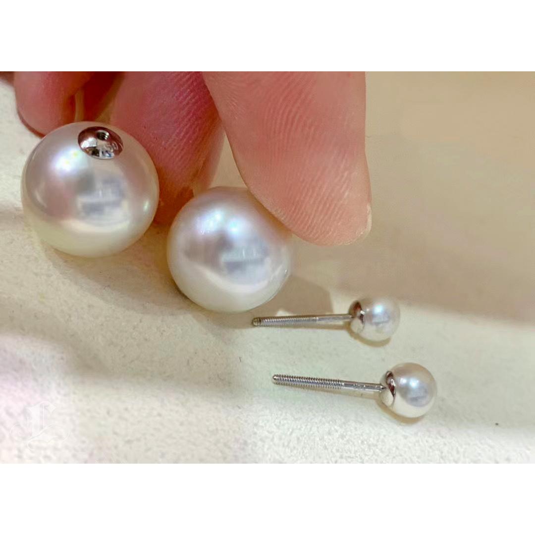 Geometria scolpita】 Orecchini convertibili con diamanti e perle dei mari del Sud in vendita 2