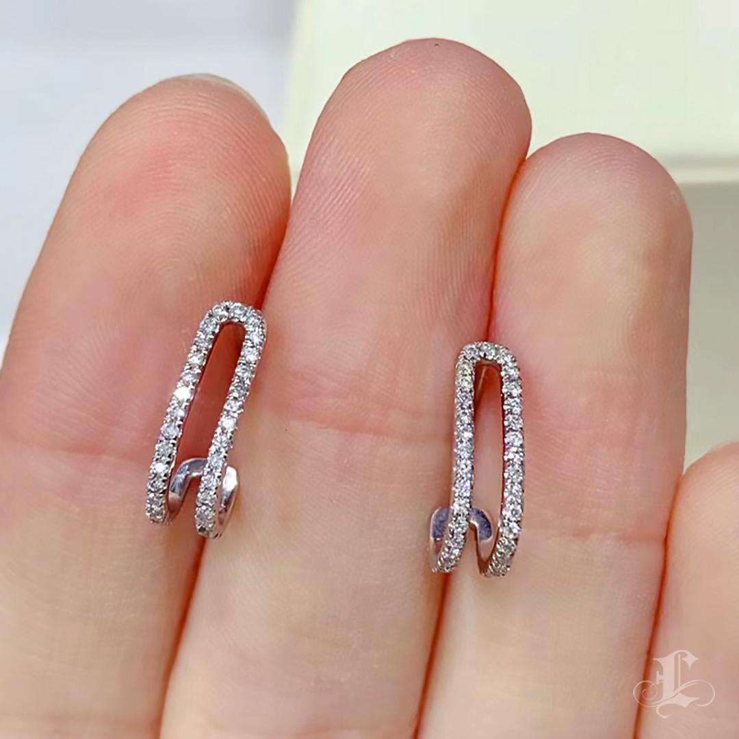 Geometria scolpita】 Orecchini convertibili con diamanti e perle dei mari del Sud in vendita 3