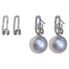 【Sculpted Geometry】Convertible Diamond Aurora South Sea Pearl Earrings
