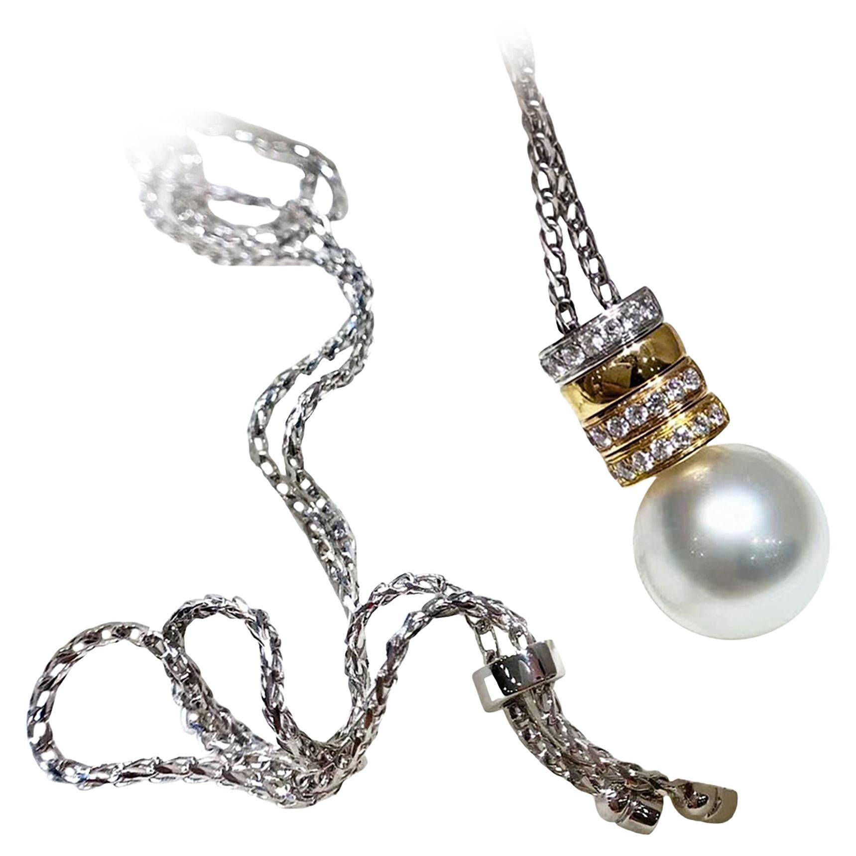 【Lustre Arc】Convertible Tricolor Y-Drop South Sea Pearl Diamond Necklace