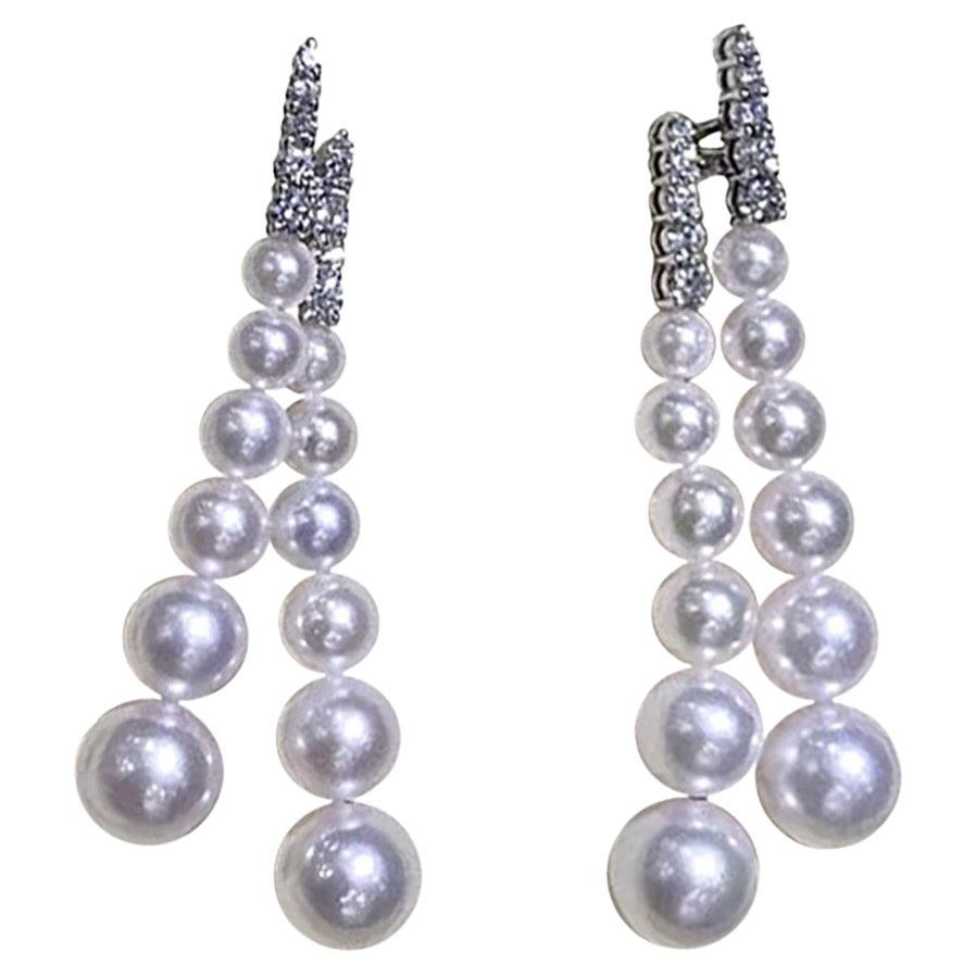 【Geometria scolpita】Orecchini da sera con perle Aurora Akoya a forma di pista smerigliata