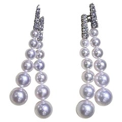 【Geometria scolpita】Orecchini da sera con perle Aurora Akoya a forma di pista smerigliata