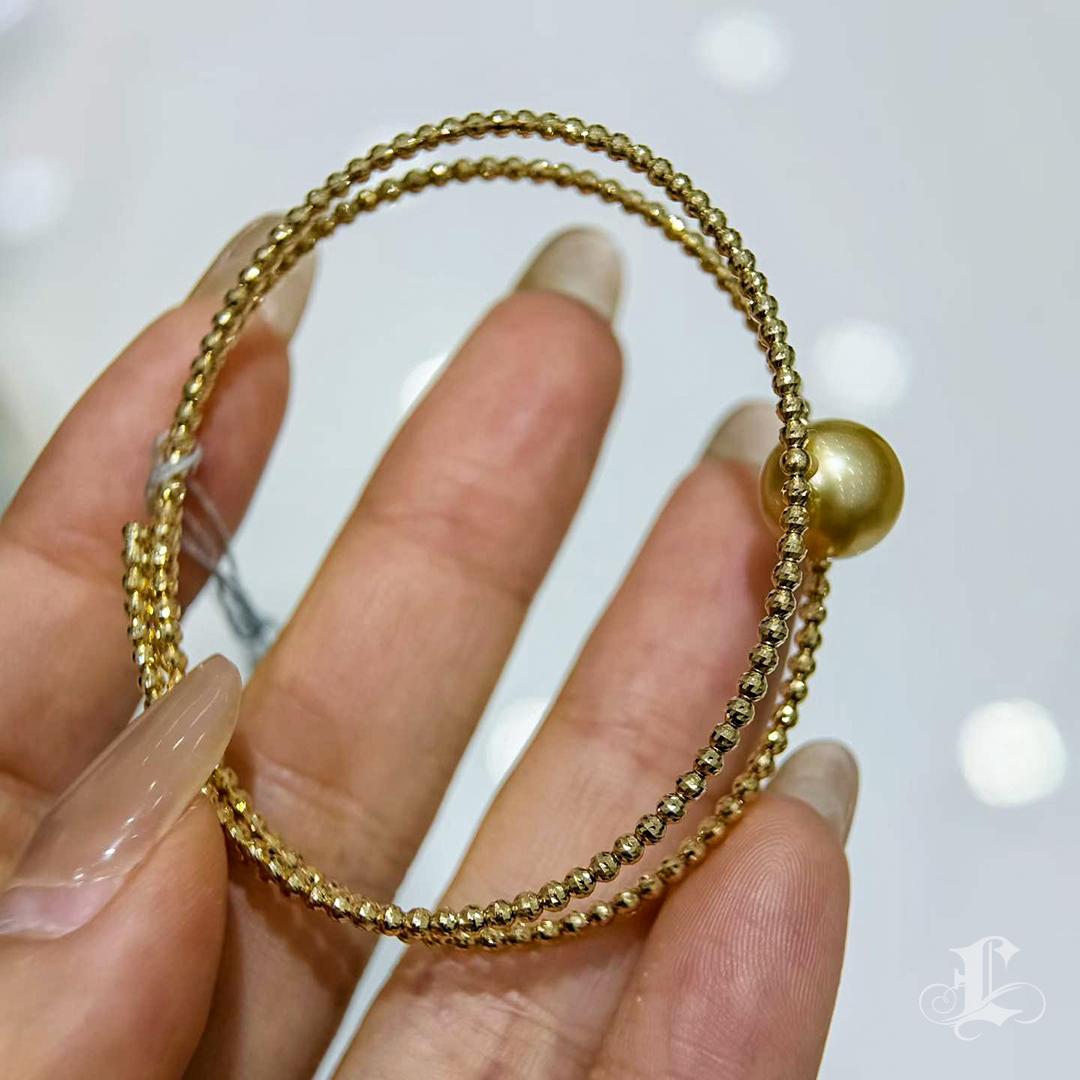 【Geometria scolpita】Bracciale con perle dei mari del sud da 9-10 mm in oro 18K in vendita 5