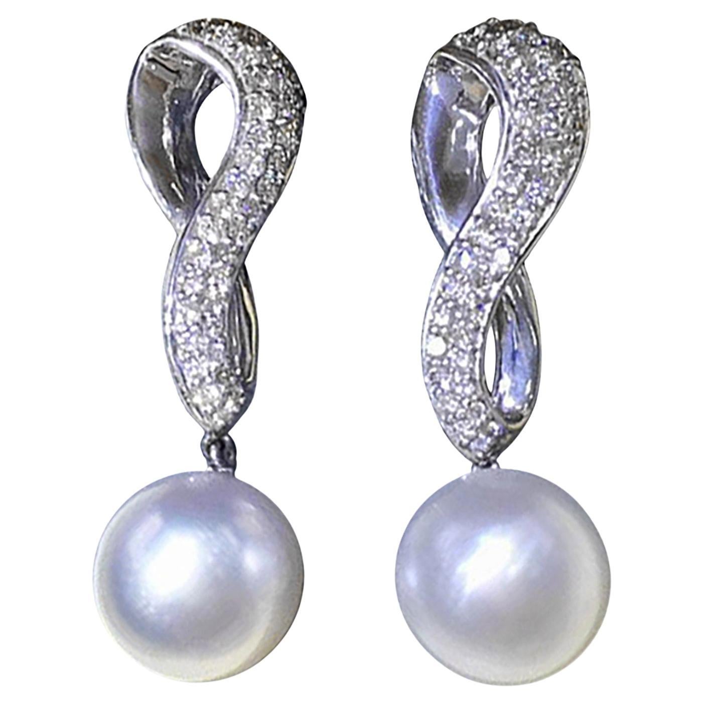 Orecchini a goccia con diamante e perla dei mari del sud "Infinity Aurora".