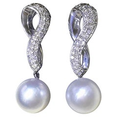 【Crown Radiance】Infinity Aurora Perle des mers du Sud Diamant Gala Pendants d'oreilles