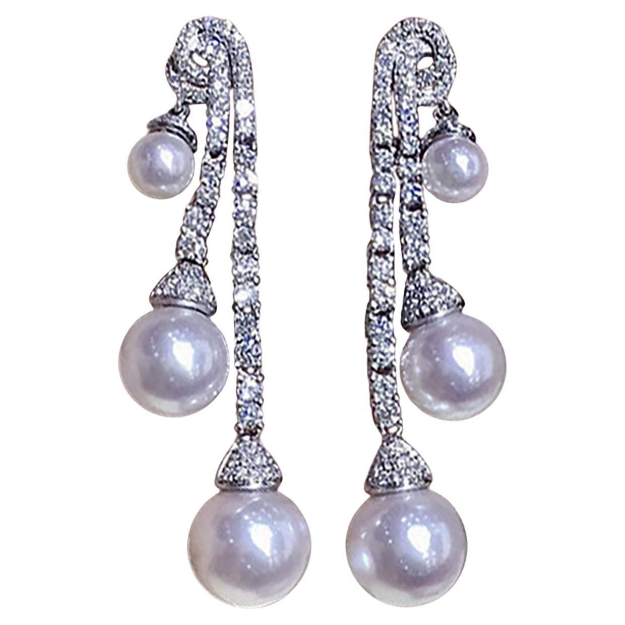 Orecchini di perle Akoya Aurora con melodia a forma di goccia di pioggia