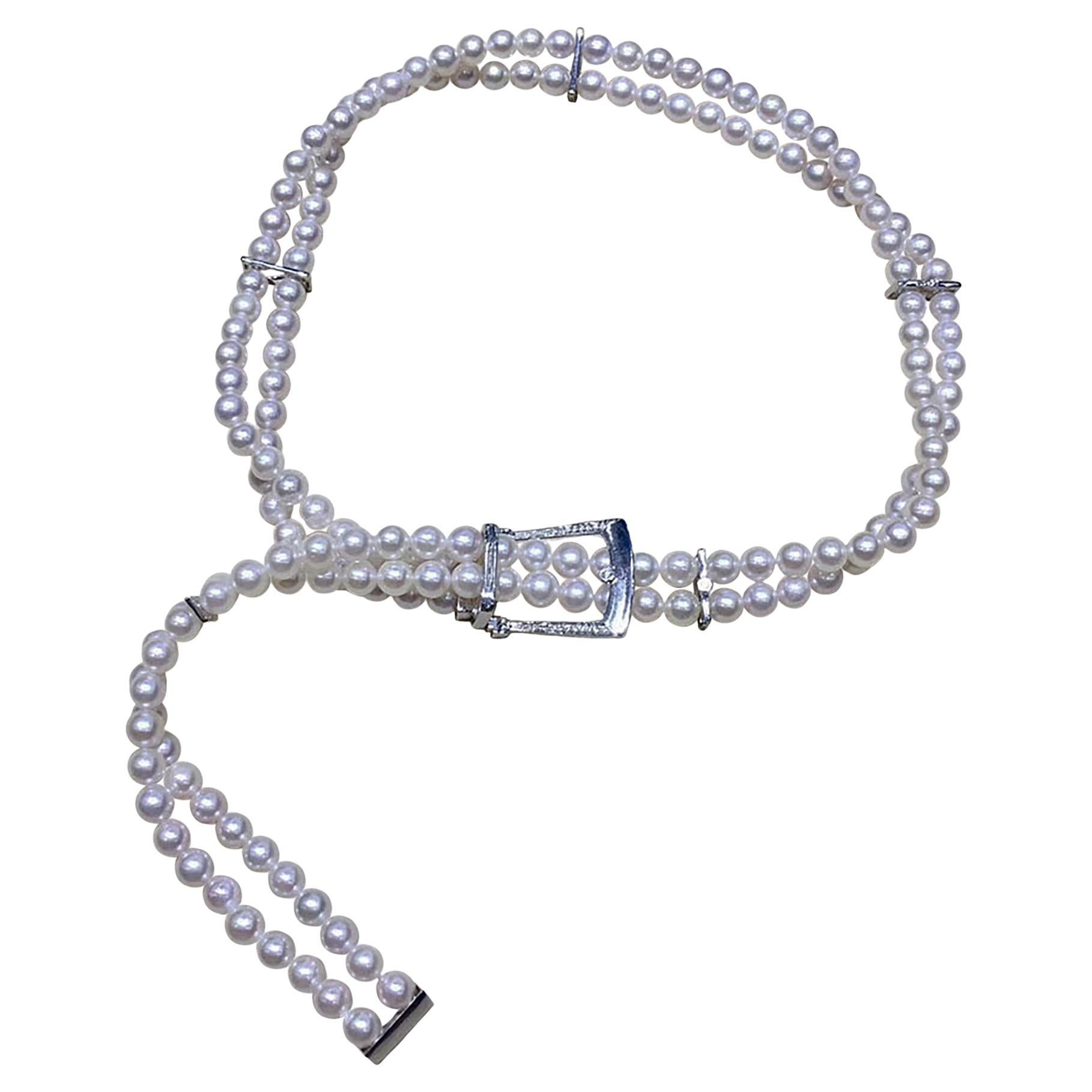 【Sculpted Geometry】Regency Doppelstrang Diamant Akoya Perlenkette