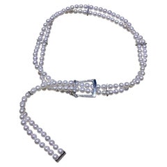 【Sculpted Geometry】Regency Doppelstrang Diamant Akoya Perlenkette