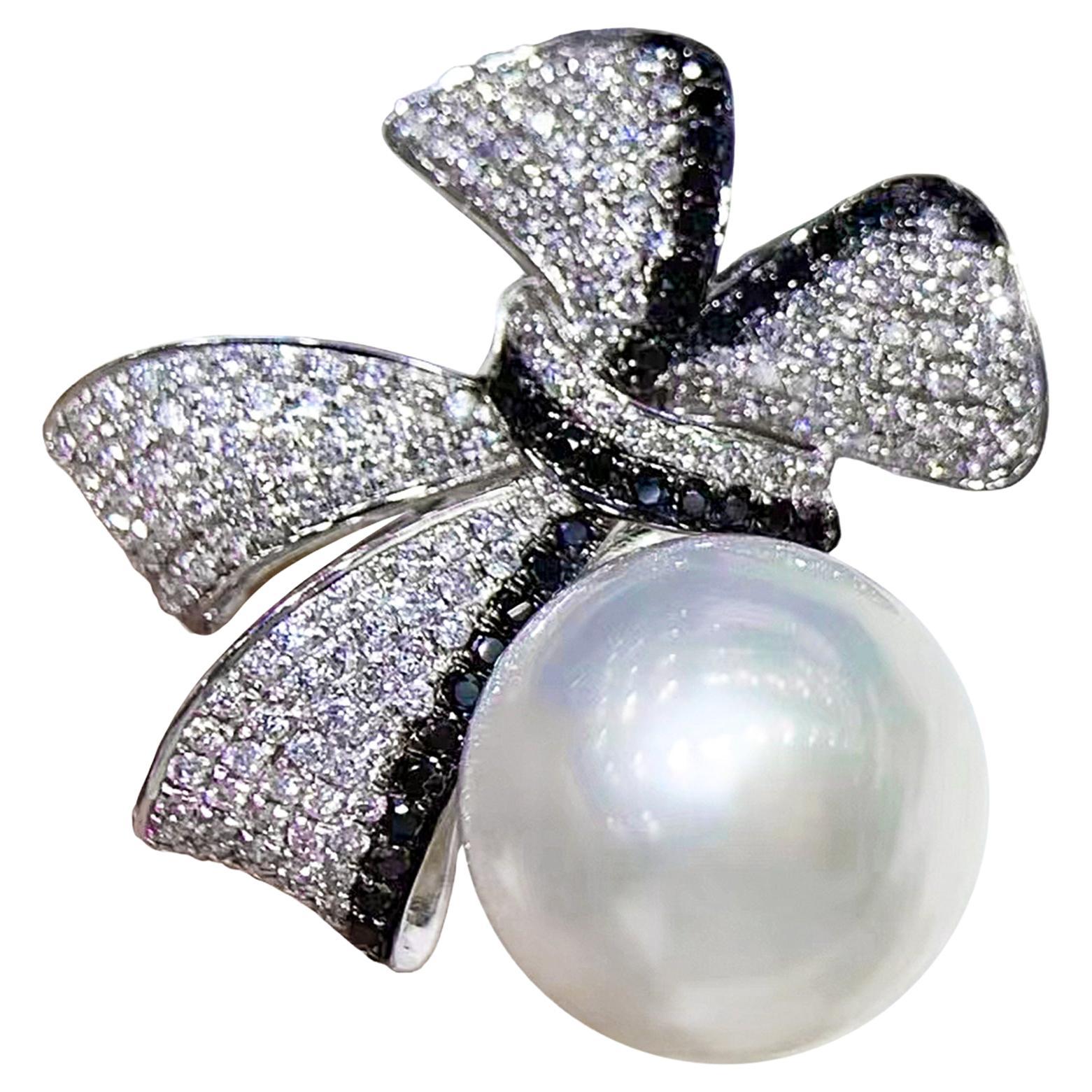 【Corona Radiance】Ribbon Bloom Aurora South Sea Pearl Diamond Cocktail Ring