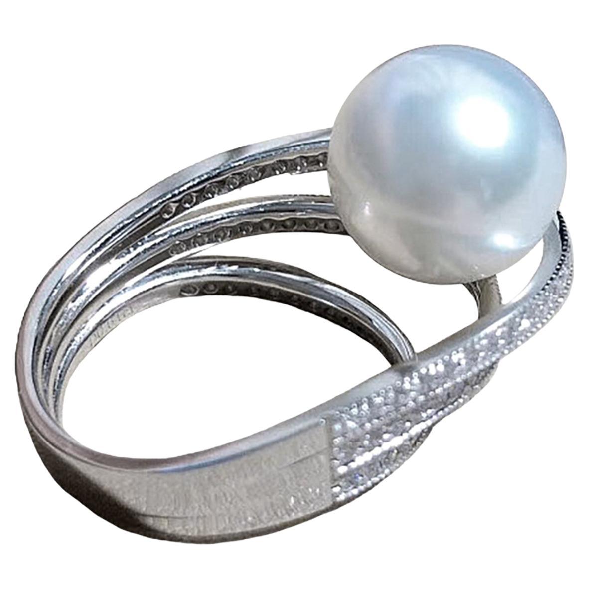 【Sculpted Geometry】Sculpted Orbit Südsee Perle Diamant Ring